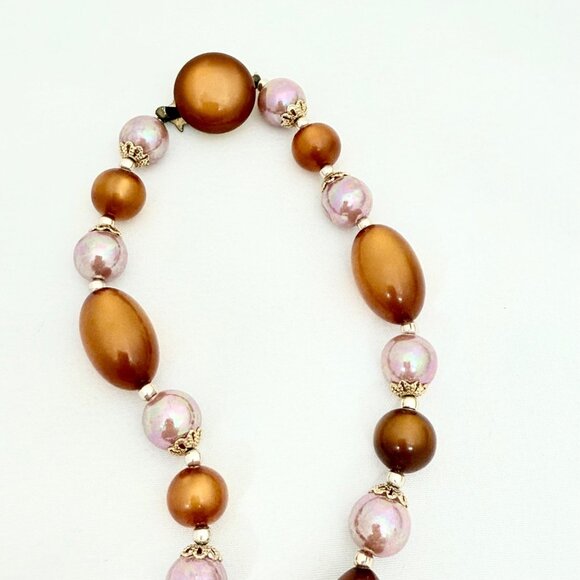 Vintage Moonglow Lucite/Thermoset and Pearlescent Beads Made in Japan Necklace - Picture 4 of 8
